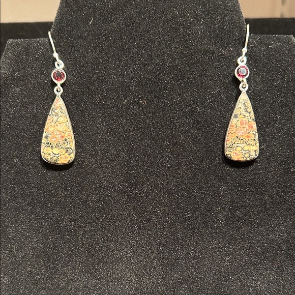 Jewelry - Leopard skin jasper earrings 925